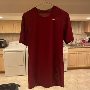 Men’s Nike Pro Burgundy Dri Fit Short Sleeve Shirt
